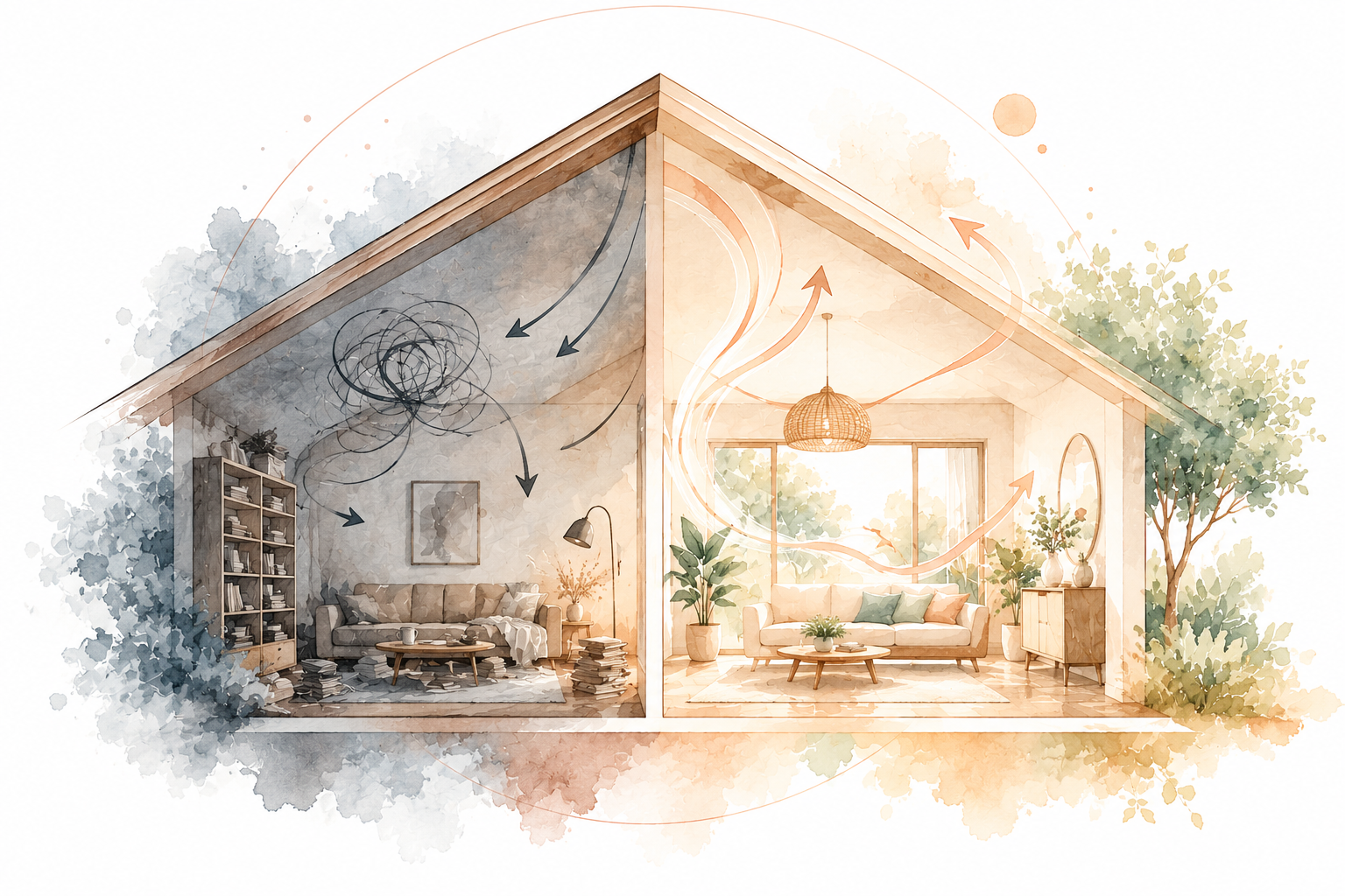Maison illustrant le contraste entre un lieu épuisant et un lieu apaisant