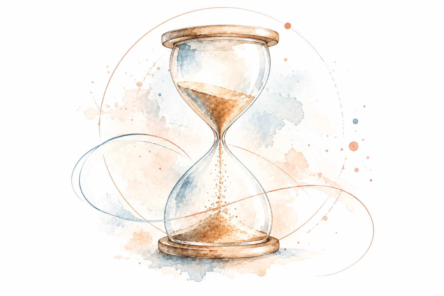 Sablier à l’aquarelle, symbole du temps et du moment juste