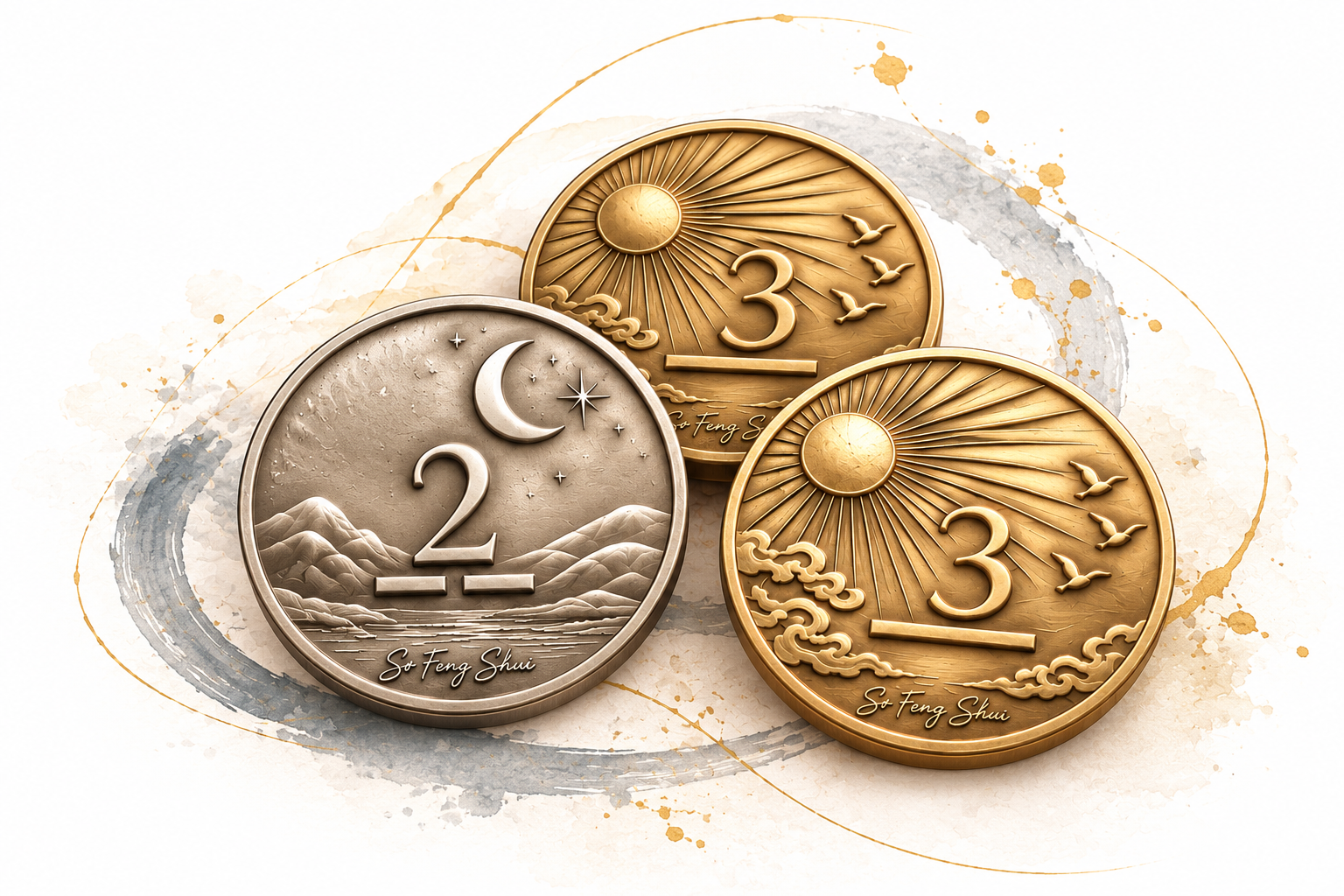 Trois pièces I Ching So Feng Shui